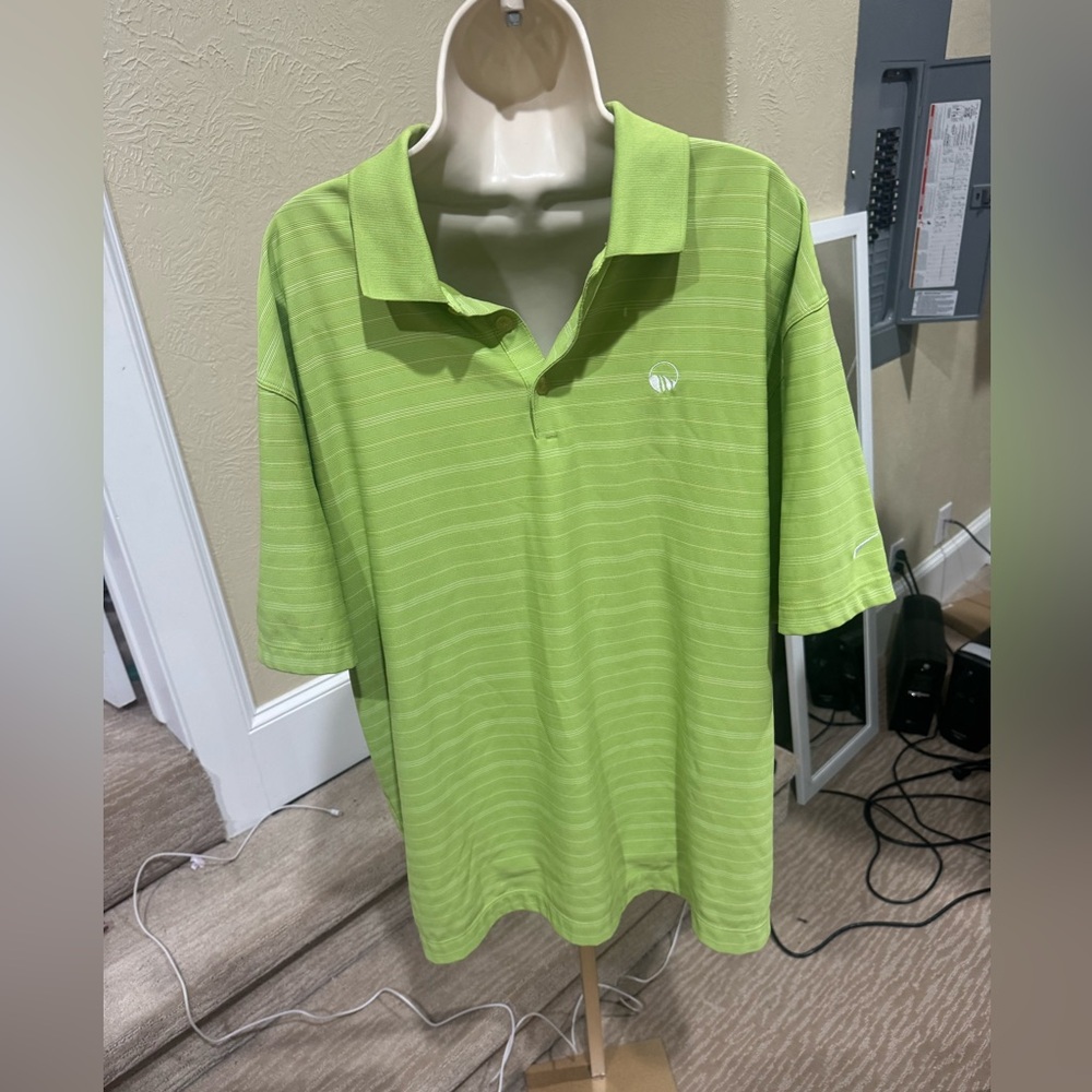 SIZE XL Nike Bright Green Polo Shirt with Stripes